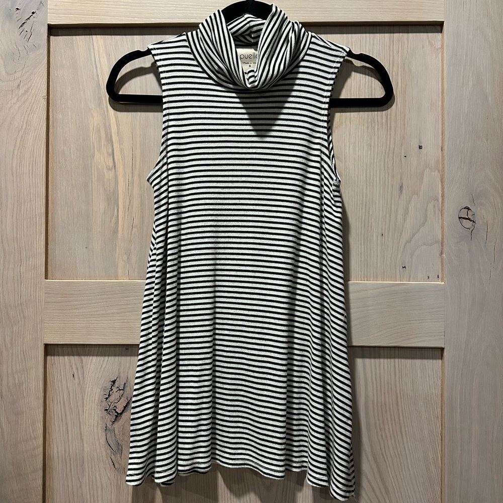 Anthropologie Black and White Striped Sleeveless Top